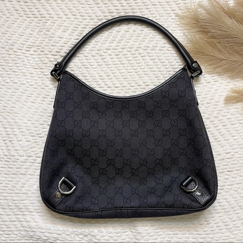 ✨ Authentic Gucci Abby Black Denim GG Monogram Shoulder Bag - Picture 12 of 16
